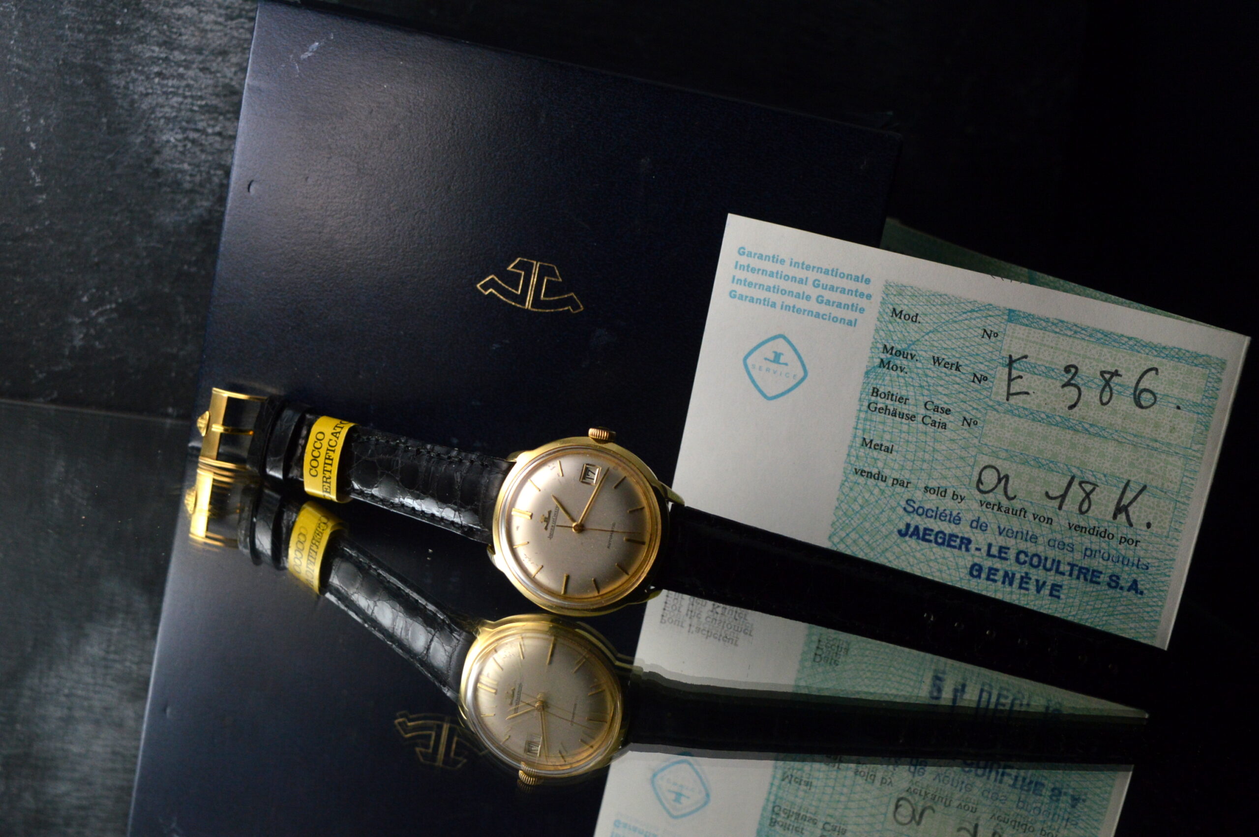 JAEGER-LECOULTRE E396 FULL SET VINTAGE AUTOMATIC 34MM WATCH 18K SOLID GOLD K.881