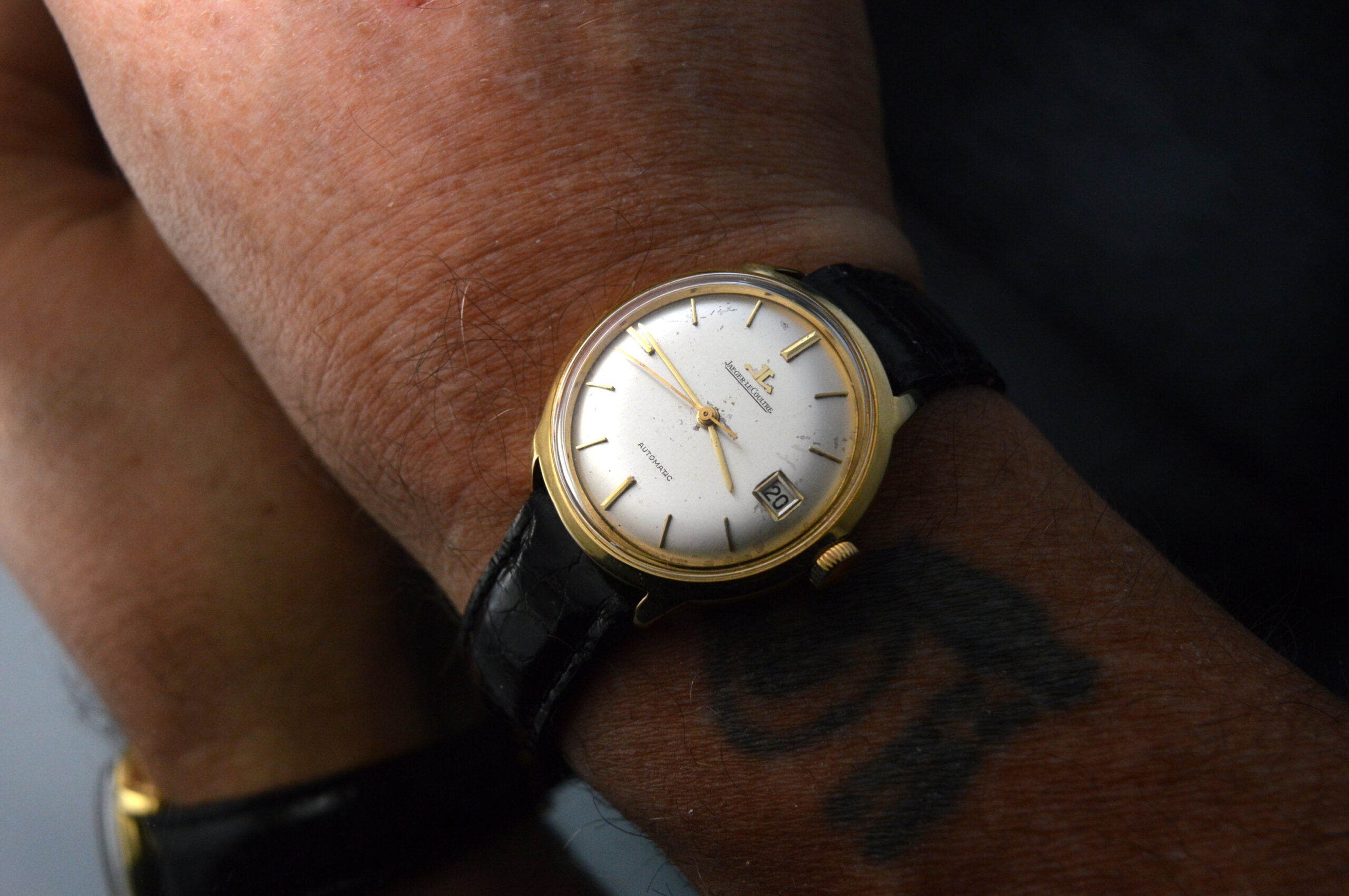 JAEGER-LECOULTRE E396 FULL SET VINTAGE AUTOMATIC 34MM WATCH 18K SOLID GOLD K.881