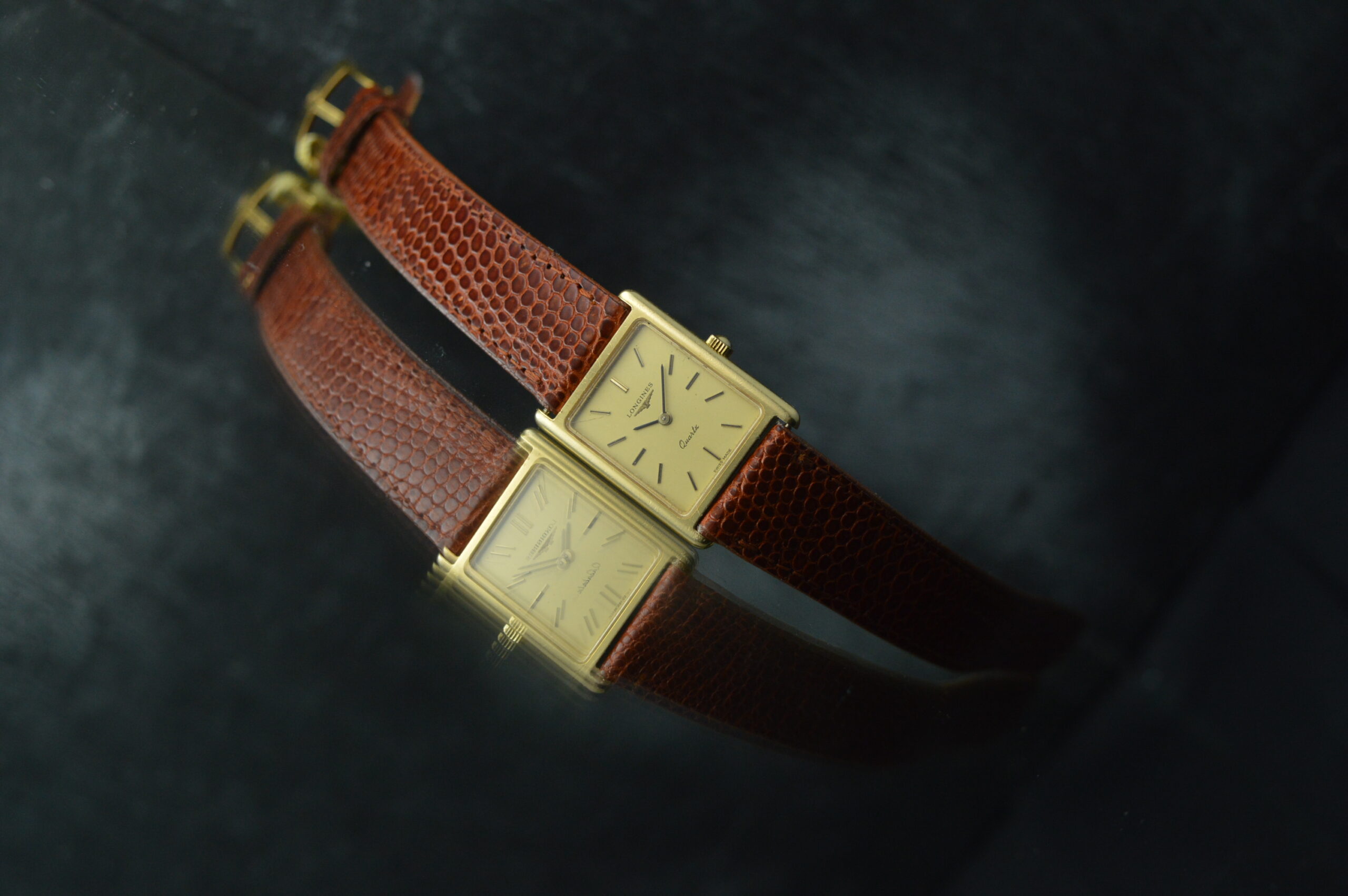 LONGINES UNISEX TANK STYLE VINTAGE DRESS WATCH 18K SOLID YELLOW GOLD 26X28MM