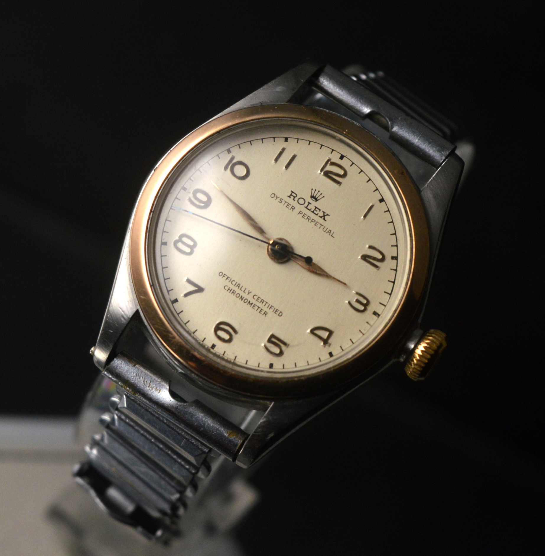 ROLEX ONE OF THE RAREST BUBBLEBACK AUTOMATIC STEEL/ROSE GOLD 29,5MM 4846 (1948)