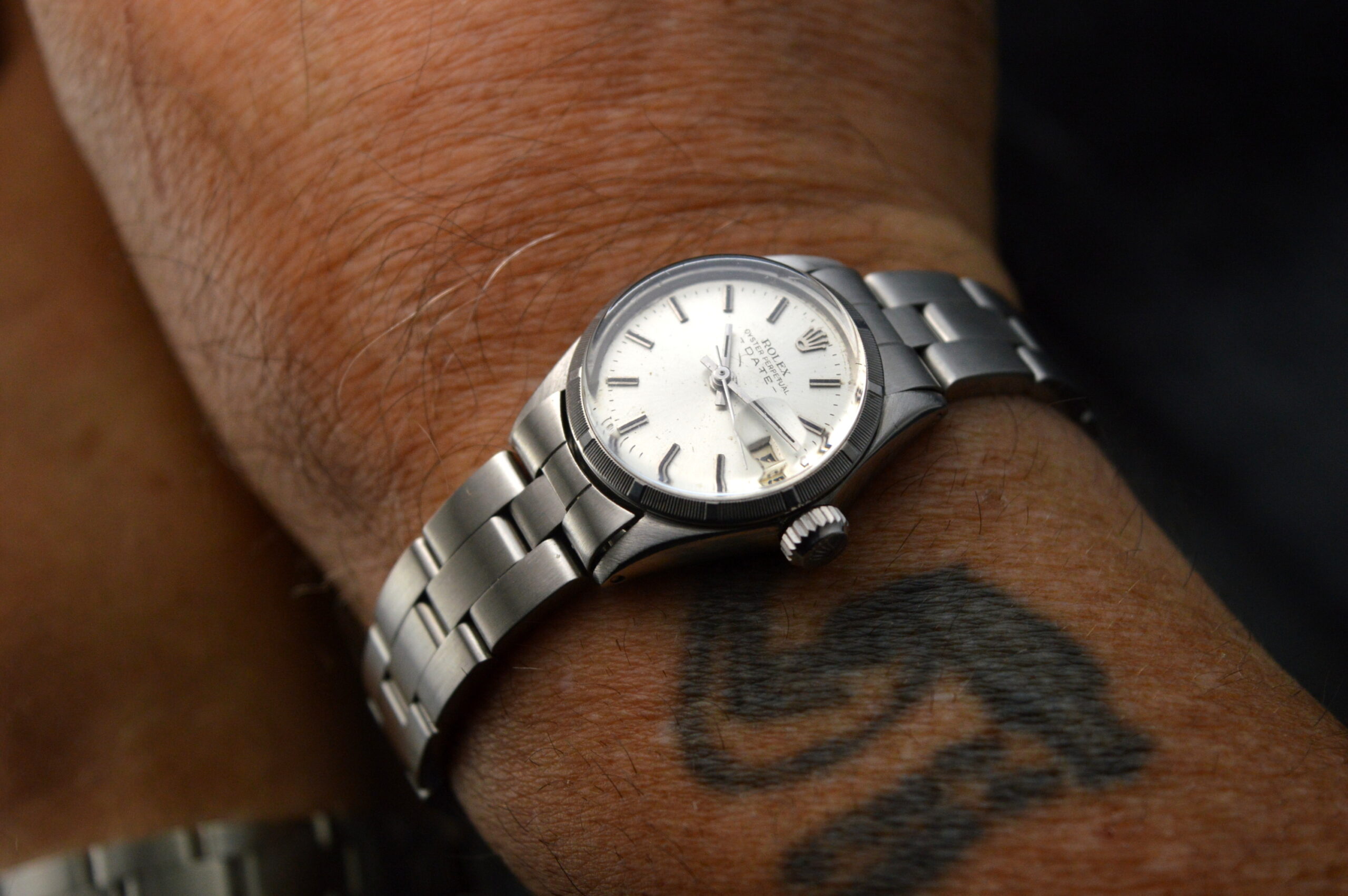 ROLEX LADIES OYSTER PERPETUAL DATE 6519 STAINLESS STEEL VINTAGE DRESS AUTOMATIC