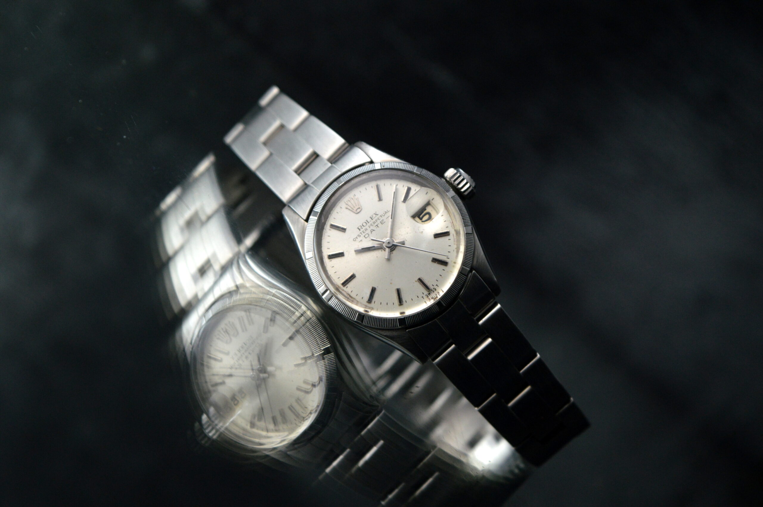 ROLEX LADIES OYSTER PERPETUAL DATE 6519 STAINLESS STEEL VINTAGE DRESS AUTOMATIC