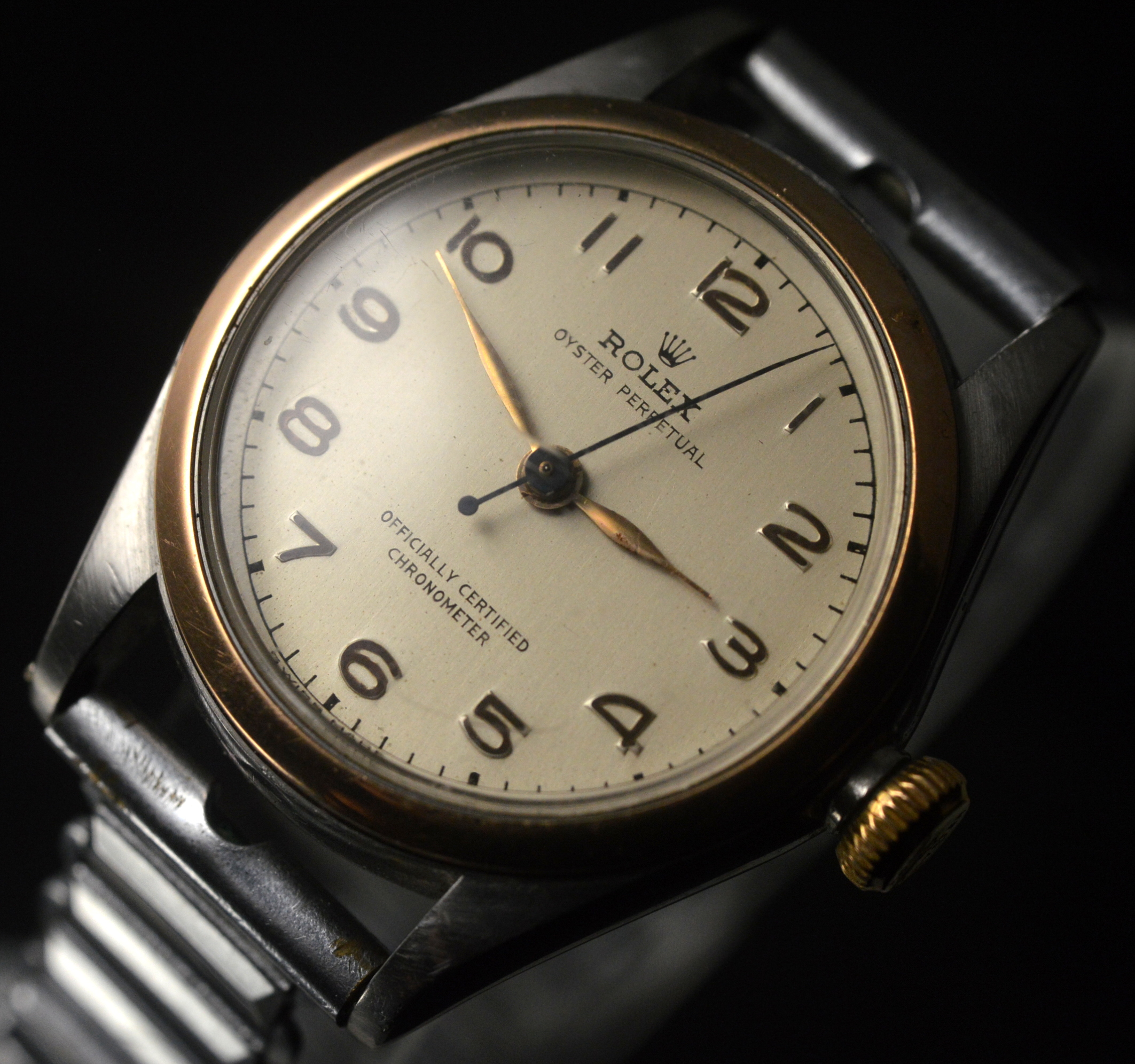 ROLEX ONE OF THE RAREST BUBBLEBACK AUTOMATIC STEEL/ROSE GOLD 29,5MM 4846 (1948)