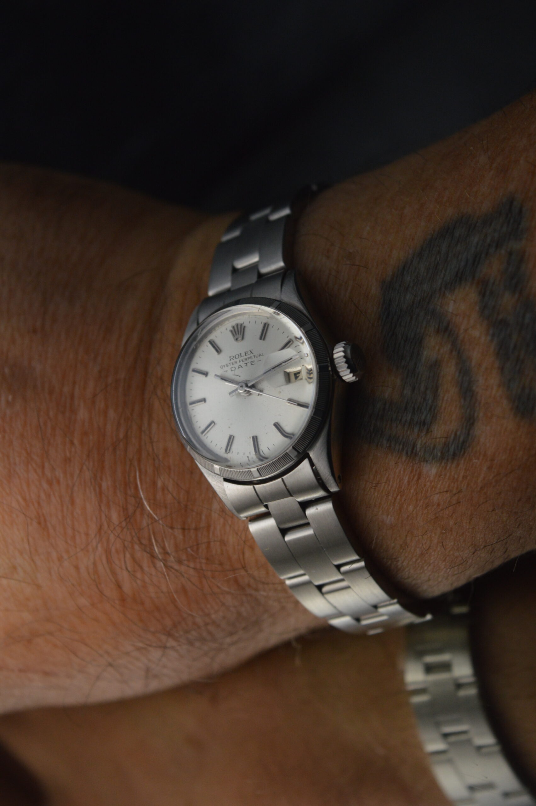 ROLEX LADIES OYSTER PERPETUAL DATE 6519 STAINLESS STEEL VINTAGE DRESS AUTOMATIC