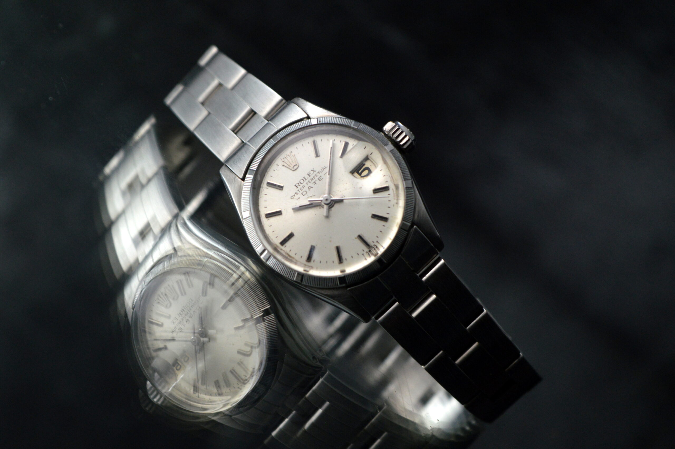 ROLEX LADIES OYSTER PERPETUAL DATE 6519 STAINLESS STEEL VINTAGE DRESS AUTOMATIC