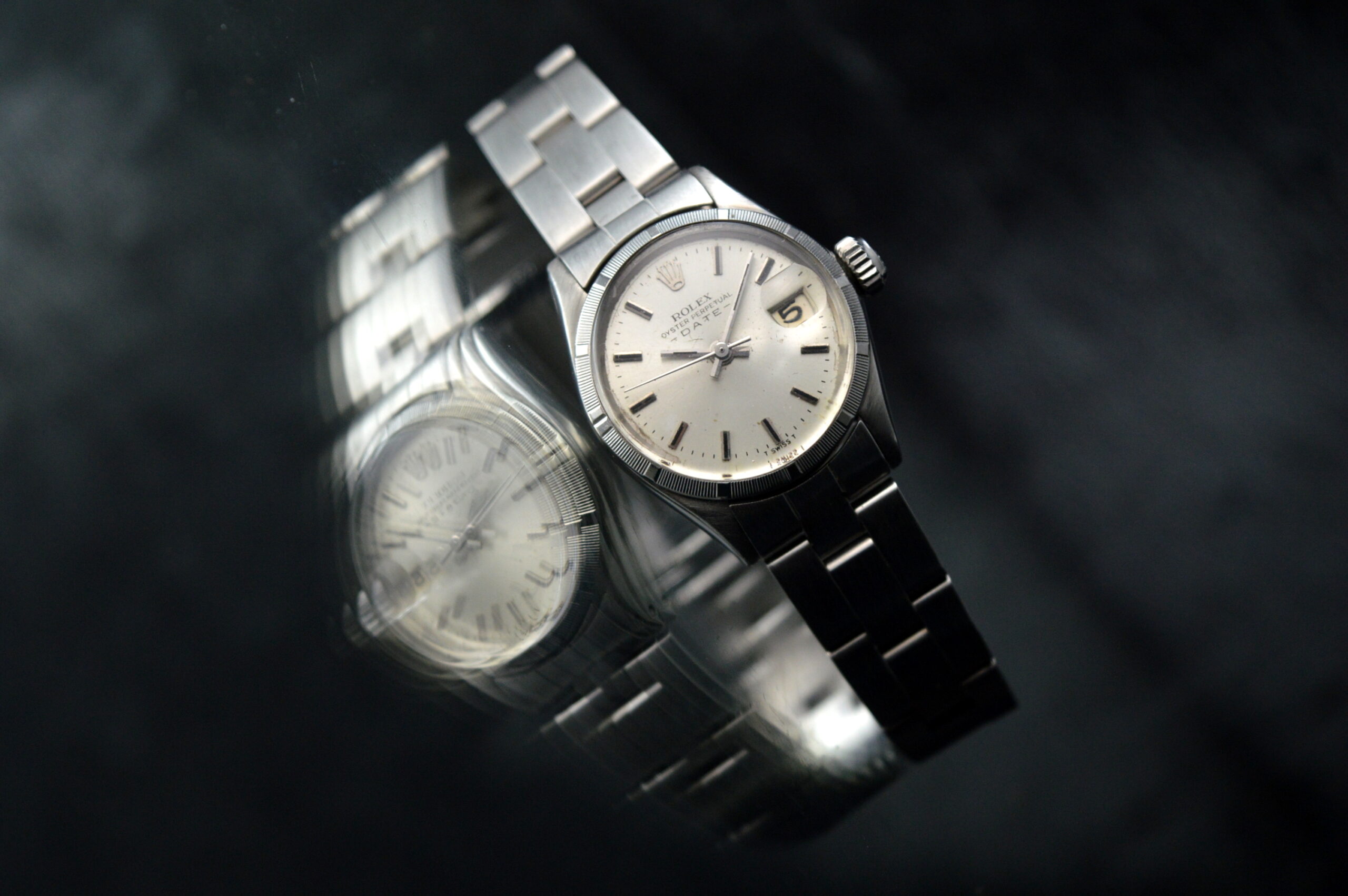 ROLEX LADIES OYSTER PERPETUAL DATE 6519 STAINLESS STEEL VINTAGE DRESS AUTOMATIC